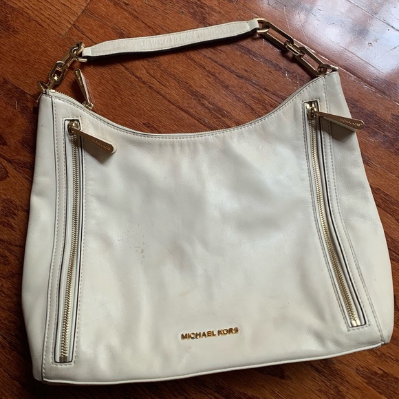 MICHAEL Michael Kors Matilda White Leather Shoulder Bag
